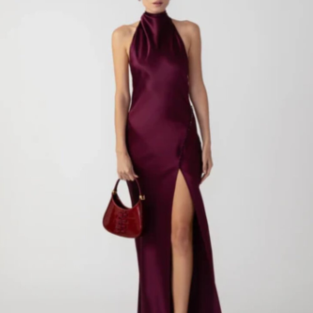 Elegant Backless Burgundy Dress